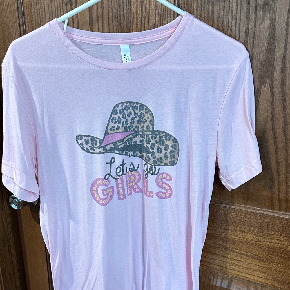 Bella Canvas Pink Tee with Leopard Hat Graphic